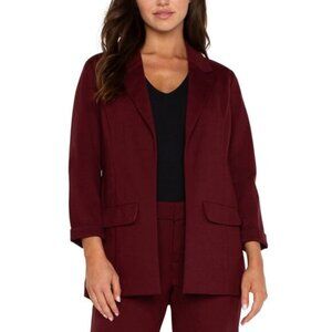 LIVERPOOL Women's Boyfriend Blazer Large Red Bordeaux Princess Darts NWOT